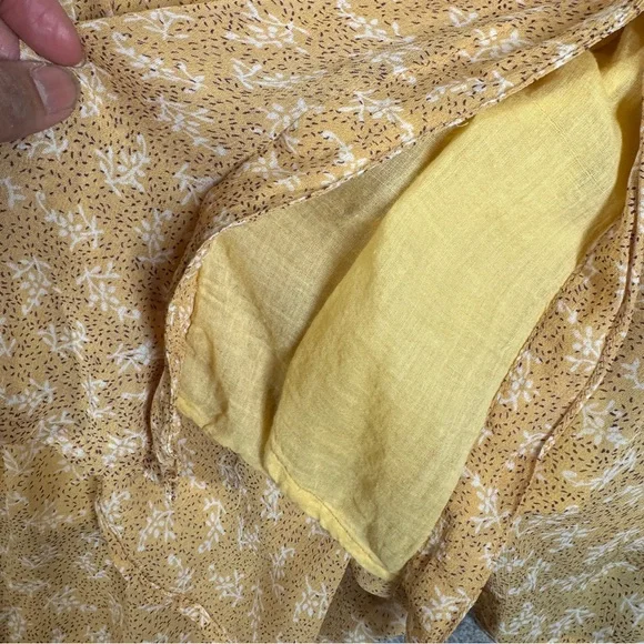 Vintage April Cornell Yellow Midi Skirt Floral Size S Boho Cottagecore Boho Chic - Picture 6 of 14